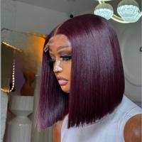 Perruque SDD Bob en cheveux humains vietnamiens bruts, Lace Front, avec ligne de cheveux pré-épilée, ultra-lisse, coupe courte et droite, sans colle