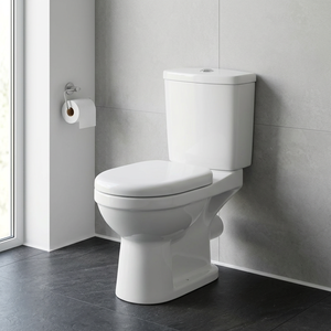 โถสุขภัณฑ์เซรามิกแบบสองชิ้น ระบบ S-Trap แบบ Dual Flush พร้อมฝารองนั่งไม้ - Product Image 4