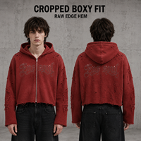Sweats à capuche zippés de luxe pour hommes – Fabricants OEM/ODM – Coton lavé épais 400 GSM+ – Personnalisation avec strass – Marques streetwear haut de gamme