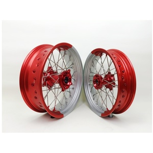 Ruedas <span class=keywords><strong>Supermoto</strong></span> de 17 Pulgadas 17x3.5 17x4.25 para CR <span class=keywords><strong>CRF</strong></span> 125 250 250R 450R, Bujes de Aluminio Bicolor CNC, Juego de Ruedas Motard de Competición - Product Image 3