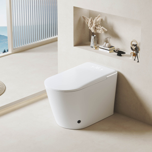 WC intelligent monobloc à siphon en S allongé, réservoir intégré, couvercle à ouverture automatique, télécommande, bidet, en céramique – Meilleures ventes - Product Image 1