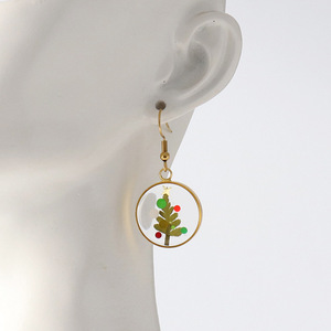 Boucles d'oreilles classiques en forme de sapin de Noël, résine, Aeonium, fleurs naturelles, style pendante, tendance, cadeau créatif pour le Nouvel An - Product Image 3