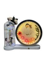 Cadre photo LED lumineux, cadre photo à fleurs éternelles, lampe décorative, objet décoratif, thème amour, décoration de mariage
