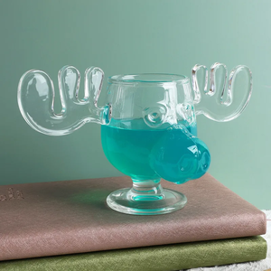 بيع بالجملة كوب زجاجي على شكل غزال مع مقابض تشبه قرن الوعل ووجه موس لطيف لهدايا عيد الميلاد - Product Image 1