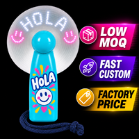Ventilateur LED Hola avec message personnalisé, logo lumineux, portable, pour événements de bienvenue, promotion de marque, salons professionnels, cadeaux en gros