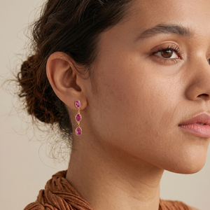 ต่างหูห้อยประดับพู่ประดับเพชรซีกอนสีชมพูรูปไข่จาก J&D Jewelry ชุบทอง 18K ทำจากสแตนเลสสตีลกันน้ำ เครื่องประดับแฟชั่นสำหรับผู้หญิง เหมาะสำหรับเป็นของขวัญ - Product Image 2