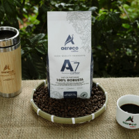 Haute demande Goût amer Grains de café torréfiés de haute qualité Haricots torréfiés A7 - 500g 100% Robusta Torréfaction moyenne