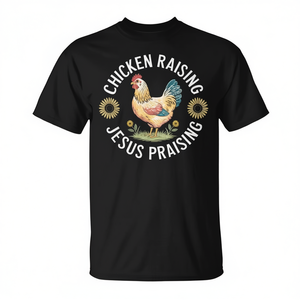 Camiseta Chicken Raising Jesus Praising, unisex, para adultos, manga corta, cuello redondo, regalo religioso - Product Image 2