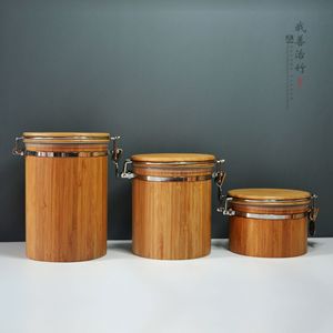 <b>Bamboo</b> Storage <b>Containers</b> Cylinder Airtight With <b>Bamboo</b> Lid Food Storage Jar Set - Product Image 1