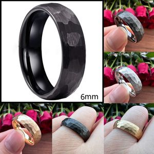 Anillo De Acero Anneaux en acier inoxydable courbés 6/8mm concave et convexe brillant martelé et frappé pour hommes et femmes - Product Image 6