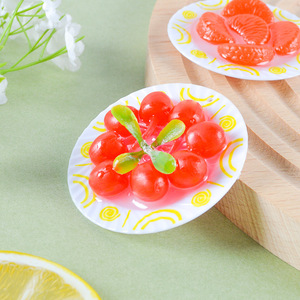 Plato de frutas en miniatura con frutas simuladas, manzanas, naranjas, modelos de alimentos, divertidos juguetes de comida en miniatura, llaveros y accesorios. - Product Image 3