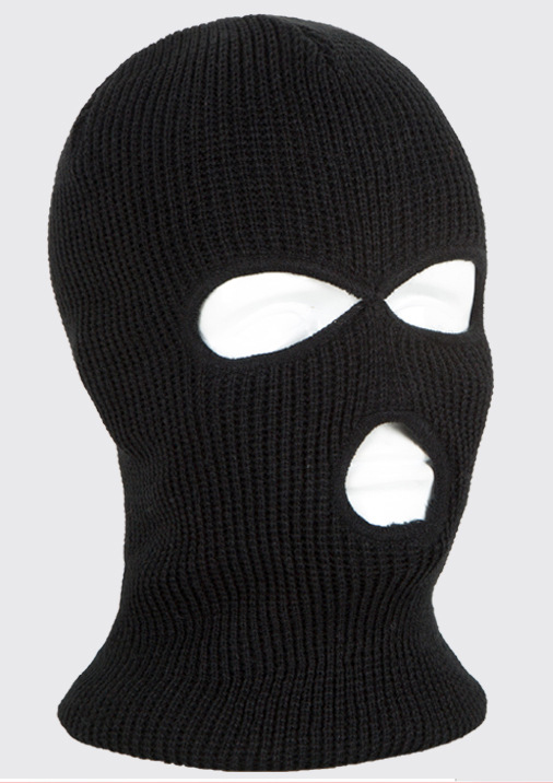 3 Holes black blank ski mask