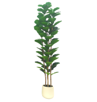 Pots de plantes 150cm feuille de violon détachable figuier dans un pot en plastique blanc
