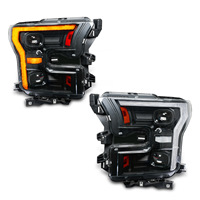 Conjunto de Faros LED para Ford F150 2015-2020, Luces de Circulación Diurna Blancas y Ámbar Intercambiables, Luz Alta/Baja, Proyector