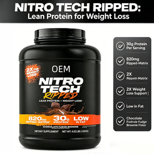 Poudre de protéines OEM <span class=keywords><strong>Nitro</strong></span> <span class=keywords><strong>Tech</strong></span> Ripped - Brownie au chocolat, 30g de protéines, 820mg de Ripped+ Matrix, 4.02lbs - Product Image 2