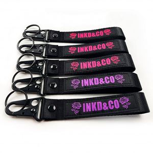 2026 Hot Selling Promotional Carabiners Logo Lanyard Woven Embroidery <b>Custom</b> Short Wrist <b>Keychain</b> With Eagle Hook - Product Image 4