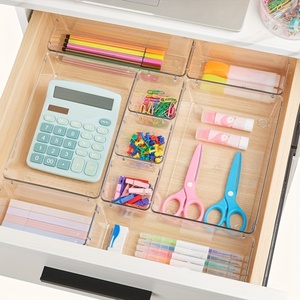 6/11/15 pezzo di plastica trasparente organizer <span class=keywords><strong>per</strong></span> <span class=keywords><strong>cassetti</strong></span> 4 dimensioni versatili <span class=keywords><strong>per</strong></span> <span class=keywords><strong>cassetti</strong></span> da cucina vassoi divisori impilabili - Product Image 1