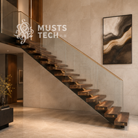 Escalier mono-poutre contemporain pour villas, qualité premium, vente en gros directe usine, pour projets d'aménagement