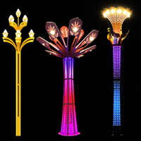 Pencahayaan Lanskap Desain Bunga Luar Ruangan Skala Besar Kustom LED untuk Proyek Lampu Seni Publik Arsitektur Taman Alun-Alun
