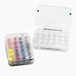 พาเลทสีใสขนาดเล็ก KJ 24 สี พร้อมฝาปิดแม่เหล็ก รักษาความชื้น สีน้ำ พลาสติก 8.6x5.8 ซม. พกพาสะดวก/สำหรับเดินทาง - Product Image 1
