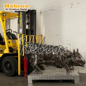 Crânes de taureau grandeur nature en métal recyclé, sculpture d'art extérieure sur mesure, thème croix soudée, prix usine abordable - Product Image 6