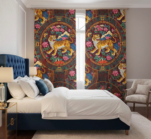 Elegant Bird and Dense Floral Pattern Window <b>Curtain</b> Panel with 70% <b>Light</b> Blocking Feature Decorative Drapery for Living Room - Product Image 4