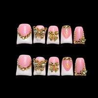 Faux ongles en acrylique 3D faits main en gros, motif canard, à pression large, réutilisables, personnalisables OEM ODM, fourniture directe usine