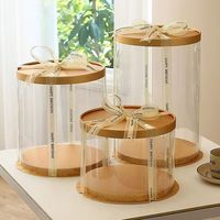 Boîtes à gâteaux rondes jetables transparentes en plastique à 3 niveaux de 4 à 10 pouces avec gaufrage pour la présentation et le stockage des gâteaux