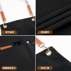 Waterproof Canvas <b>Apron</b> One Size <b>Black</b> For Kitchen Cooking Workwear Unisex - Product Image 2