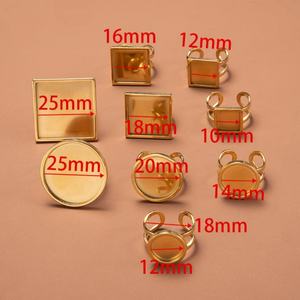 Carré rond ouvert anneau Cabochon camée blanc plateau paramètres de Base pour bricolage anneaux fabrication de bijoux résultats fournitures - Product Image 2