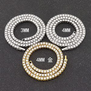 Collier Chaîne Tennis Unisexe Hip Hop Bling en Strass Givrés Simple Rangée 3MM 4MM 5MM pour Hommes, Vente en Gros - Product Image 5