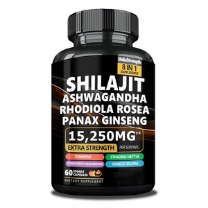 Complément Alimentaire Végétalien OEM Shilajit Ashwagandha Rhodiola Rosea Panax Ginseng 15 250 MG 60 Capsules Végétales - Product Image 1