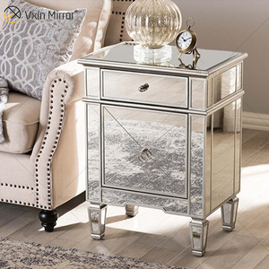 Increíble calidad de WXF-873 champán plata modernos de Metal de muebles de mesa de noche con 2 cajones mesita de noche con espejo - Product Image 2