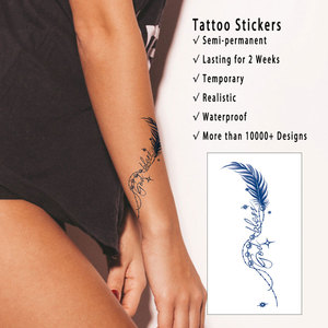 Tatuaggi Temporanei Semi-Permanenti 70x120mm, Motivi Serpente, Fiore, <span class=keywords><strong>Piuma</strong></span>, Totem Tribale, Resistenti all'Acqua per 2 Settimane - Product Image 6