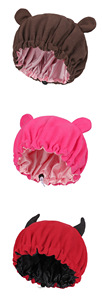 Kid Satin Lined Cap Large Reusable Elastic Band for Long Thick Soft <b>Bath</b> Shower Hair Caps - Product Image 4