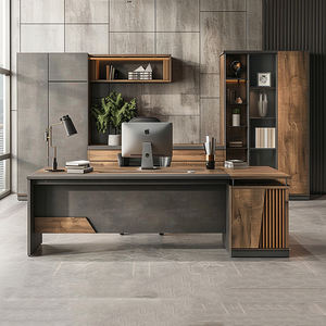 Escritorio Ejecutivo Moderno con Aparador de Almacenamiento y Librero, Conjunto de Estación de Trabajo Grande para Gerentes de Oficina Corporativa - Product Image 4