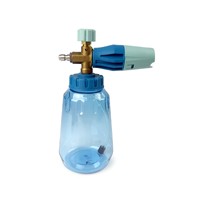 Canon à mousse haute pression PROWORKZ transparent bleu en laiton intégré avec marquages de niveau pour le detailing automobile et le nettoyage extérieur