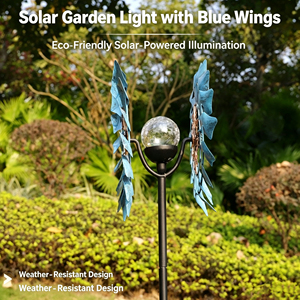 Sculpture Cinétique Solaire LED 3D en Métal pour Extérieur, Éolienne Moderne Étanche pour <span class=keywords><strong>Jardin</strong></span>, Décoration de Cour, Moulin à Vent Lumineux Coloré sur Sol - Product Image 4