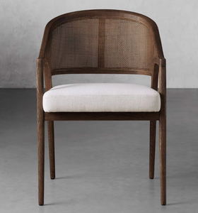 Fauteuil de Salle à Manger Moderne en Bois Massif et Rotin Véritable avec Dossier en Rotin et Assise Confortable - Product Image 3