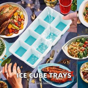 Large <b>Square</b> Colorful Silicone Ice Cube Trays Reusable Tableware for Home Freezer Baby Food Cool Ball Mold Shape Promotional - Product Image 3