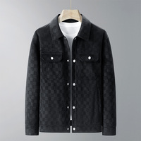 Nouvelle veste en daim 2026 pour homme, style rétro américain, printemps-automne, coupe ample, décontractée, à carreaux, avec revers, pour le travail ou les loisirs