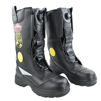 ANBEN FIRE Bottes de pompier en cuir résistant au feu Chaussures de sécurité ignifuges Bottes de travail avec embout en acier