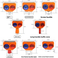 Feu de signalisation stroboscopique rouge-bleu à double face, alimenté par énergie solaire, avec cadre en fer et effet œil-de-chat, pour cône de signalisation routière de nuit