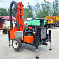 Plateforme de forage de puits d'eau mobile multifonctionnelle à moteur diesel, pompes à boue, compresseurs d'air, force de levage de 14 tonnes, forage maximal de 200 m
