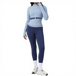 Conjunto de Yoga Transpirable y Ecológico con Bloques de Color para Mujer: Top Deportivo de Manga Larga y Leggings Levanta Glúteos para Correr - Product Image 2