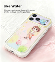 Étui de téléphone portable 2-en-1 personnalisé à motif ondulé variable en TPU+PC pour iPhone 15 16 17 Pro Max