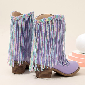 Botas Vaqueras de Nuevo Diseño, Botas Vaqueras con Lentejuelas Brillantes para Niñas, Botas Infantiles Brillantes - Product Image 6