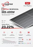 Sunpro 600W TOPCon Panneaux Solaires Bifaciaux 144 Cellules Double Verre N-Type Panneaux Solaires Tier1 Marque avec 30 Ans de Garantie d'Énergie