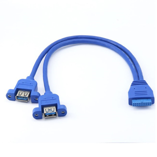 Good quality USB 3.0 20 PIN to dual usb A female panel mount motherboard cable