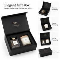 Boîte cadeau magnétique en carton rigide noir avec logo personnalisé XJY, avec insert en mousse pour l'emballage de parfums et de bougies
